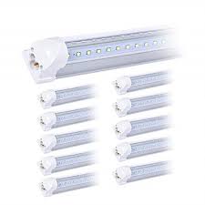 8ft Led Shop Light Fixture 96 T8 Integrated Led Tube 8 Foot Linkable Led Bulbs For Garage Warehouse V Shape 72w 7200lm 6000k Plug And Play Clear Lens 10 Pack Walmart Com