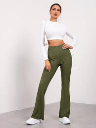 Choose from contactless same day delivery, drive up and more. Shein Flare Leg Rib Knit Pants Shein Eur