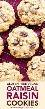 Easy Gluten Free Vegan Oatmeal Raisin Cookies V Gf Dairy Free Refined Sugar Free Beaming B Vegan Oatmeal Raisin Cookies Sugar Free Oatmeal Vegan Cookies