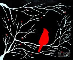 Black And Red Paintings Easy The Cardinal By Jonel Art Black Canvas Paintings Bird Paintings On Canvas Birds Painting