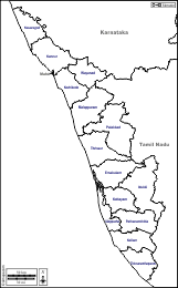 Kerala map with all the 14 districts highlighted in different colours. Kerala Free Maps Free Blank Maps Free Outline Maps Free Base Maps