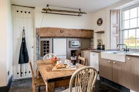 brown cabinets and white appliances