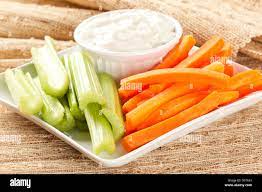 Ranch Dressing With Fresh Carrots And Celery Stock Photo Alamy