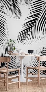 Black And White Wall Mural Ideas Palm Leaves Black White 2 Wallpaper Wall Painting Decor Room Decor Black And White Wallpaper