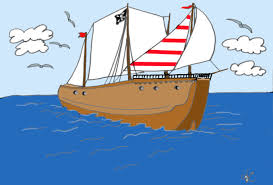 Die seiten an den gepunkteten linien knicken. Piratenschiff Kindergaudi