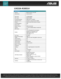 Check spelling or type a new query. Asus Ux32a R3001v Datasheet Manualzz