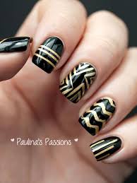 Black And Gold Nail Art Black And Gold Stripes Nail Art Gold Nail Art Nail Art Stripes Gold Nails