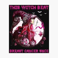 Womens This Witch Beat Breast Cancer Once Halloween Witch