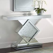 Fostoria 46 1 2 Wide Silver Mirror Crystal Console Table 11t89 Lamps Plus In 2020 Console Table Mirrored Console Table Contemporary Console Table