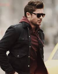 My How He Has Grown Up Zac Efron Denim Jacket Men Outfit Black Denim Jacket Men Hoodie Outfit Men
