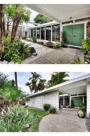 Midcentury Mid Century Modern White Home Exterior High Tall Front Door Doors Mid Century Exterior Mid Century Architecture Mid Century Modern Exterior