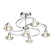 Dar Lut0650 Luther 6 Light Crystal Ceiling Light Polished Chrome Crystal Ceiling Light Ceiling Lights Semi Flush Ceiling Lights