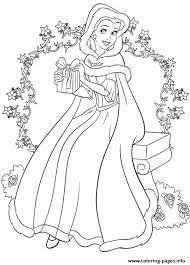 Princess belle love to get gifts in christmas. Princess Belle Christmas Coloring Pages Printable