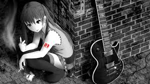 Black And White Anime Boy With Guitar Pin On Smoking Anime