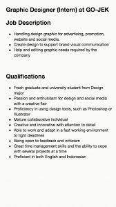 Maybe you would like to learn more about one of these? Jonathan End On Twitter Go Jek Is Looking For Graphic Designer Intern Send Us Your Application Letter With Cv Portfolio To Jonathan End Go Jek Com Iqbal Putra Go Jek Com Please Put Application For Social Media Graphic