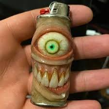Custom Lighter Sleeve Lighter Cover Fits Bic Lighters Glow In The Dark Small Sculpure Household Ooak Custom Lighters Lighter Art Light Covers