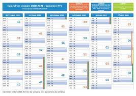 Calendrier 2021 à imprimer avec les vacances scolaires, les fêtes. Numero De Semaine 2020 2021 Liste Dates Calendrier
