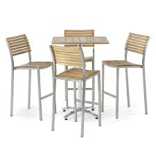 Vogue Teak And Stainless Steel Bar Table Set For 4 Westminster Teak Bar Stool Table Set Bar Table Sets Bar Table