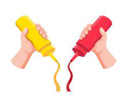 Hand Holding And Squeezing Mustard And Ketchup Bottle Plastic On Food In Cartoon Flat Illustration Ve In 2022 Flat Illustration Graphic Design Posters Lettering Design