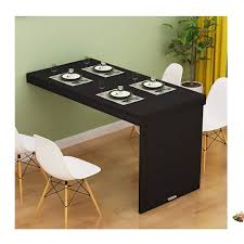Black Isasar Wall Mounted Folding Table Space Saver Fold Out Convertible Desk Computer Workstations