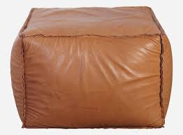 Ae0400 House Doctor Brown Leather Furniture Leather Footstool