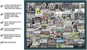 The newspaper cover has been heat pressed to acid free foam board. Philadelphia Eagles Championship Newspaper Collage 16x20 Print Posters Prints Amazon Com