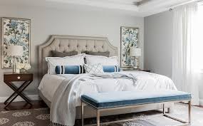 Read customer reviews and common questions and answers for wrought studio part. Brown And Gray Bedroom With Sapphire Blue Velvet Bench Transitional Bedroom