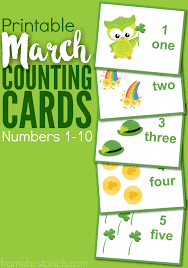 That being said, each of the following activities can be adapted by teachers to suit his/her class needs and requirements. Printable March Counting Cards Numbers 1 10 From Abcs To Acts