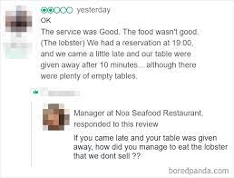 30 Of The Funniest Restaurant Comebacks To Negative Reviews Bored Panda