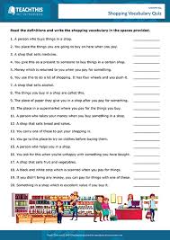 Shopping In 2020 Shopping Quiz Vocabulary Quiz English Lessons