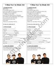 Barker lyrics terms of use. Blink 182 I Miss You Song Esl Worksheet By Nastkh