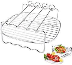 Stainless Steel Air Fryer Double Fryer Layer With Skewers Baking Shelf Grill Bbq Rack Kitchen Accessory For Air F Kitchen Accessories Stainless Stainless Steel