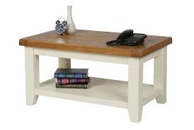 The country oak cream painted coffee table is manufactured with an american oak top which is sourced from sustainable forests. Country Oak Cream Painted Coffee Table