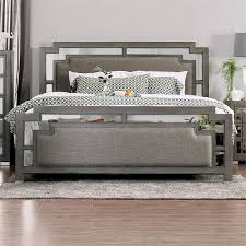 Cal king upholstered bedroom set. Furniture Of America Pescadero Wood California King Upholstered Bed In Gray Idf 7534ck