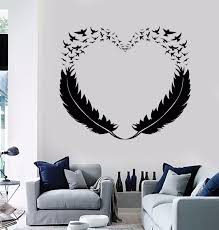 Vinyl Wall Decal Feathers Heart Decor Love Birds Romantic Stickers 299ig Ebay Wall Decals For Bedroom Home Wall Painting Cool Wall Decor