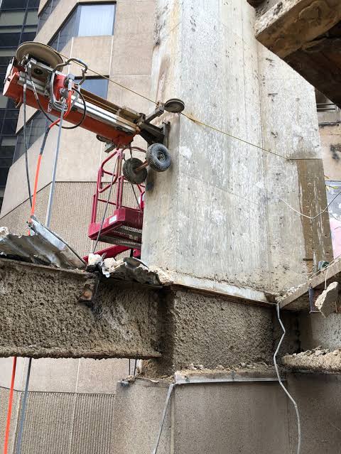 Industrial Concrete Wire Sawing Process, AI generated