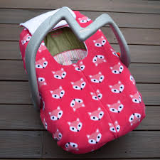 Pink Fox Car Seat Cover For Baby Girl Winter Autumn Spring Cold Weather Fleece Cover With Zipper By Sophiemarie On Carseat Cover New Baby Products Pink Fox