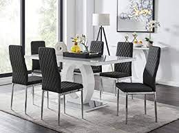 White dining table and chairs uk. Giovani Grey White Modern Stylish High Gloss Glass Dining Table Set And 6 Contemporary Milan Chairs Set Dining Table 6 Black Milan Chairs Amazon Co Uk Home Kitchen