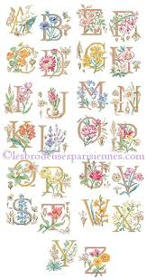 Abc Botanique Fleurs Au Point De Croix Police Point De Croix Alphabet De Broderie