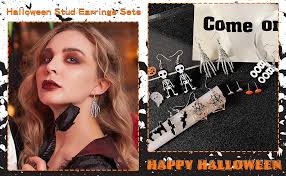 Amazon.com: Dcfywl731 24 Pairs Halloween Stud Earrings Bat Cat Witch  Earrings Set Spider Web Pumpkin Skull Drop earrings Jewelry for Women  Halloween Outfit Costumes Accessories: Clothing, Shoes & Jewelry