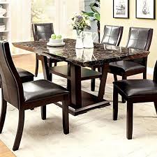 Snider Modern Style Dark Cherry Finish 7 Piece Dining Table Set Dining Table Marble Faux Marble Dining Table Marble Dining Table Set