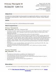 Primary Therapist Resume Samples Qwikresume