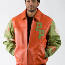Pelle pelle mens track jacket sweatshirt hip hop hype zip jumper plaid check. Orange Green Leather Jacket With Multiple Studs Pelle Pelle Renegades Jackets Maker