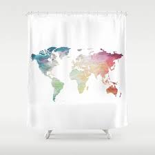 World Map Shower Curtain Painted Map Shower By Olaholaholababy Duschvorhang Dusche