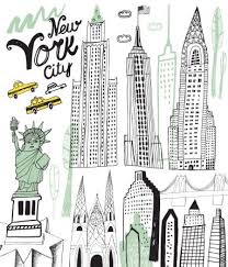 New York City Icons City Icon City Postcard New York Illustration
