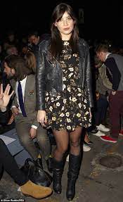 Daisy Lowe In A Biker Jacket And Floral Dress At Casely Hayford Show Grunge Dress Fashion Leather Jacket Dress