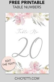 Printable Table Numbers Blush Floral Free Wedding Table Numbers Wedding Table Numbers Printable Printable Table Numbers