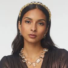 Gold Square Crystal Strand Headband