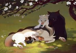 Sable And Rowan Parents And Their Pups Maeve Xenia Tiger And Blitz Anime Wolf Drawing Wolf Spirit Animal Anime Wolf