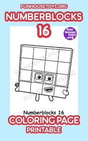 New Numberblocks 16 Printable Coloring Page Is Availble On Fun House Toys Fun Printables For Kids Printables Free Kids Numbers For Kids